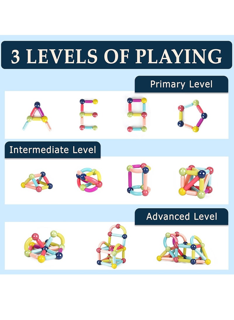 Magnetic Sticks Building Blocks Toy, 164-Piece Set of Colorful Magnetic Sticks and Balls, Strong Magnetic Design Makes It Easy to Assemble and Disassemble, Helps Develop Fine Motor Skills and Logical Thinking, Build 3D Shapes and Structures, Support Early Learning, Develop Creative Problem Solving Skills, Individual or Group Play, Perfect as an Educational Gift for Birthdays and Special Occasions  - Image 3