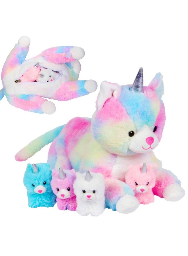 PixieCrush دبدوب قطة يونيكورن بيكسي كراش - قطة يونيكورن أم مع 4 قطط صغيرة - وسائد دبدوب سحرية للفتيات من عمر 3-8 سنوات - حيوانات محشوة كبيرة - هدية مثالية للفتيات 5 × 10 × 8 بوصات - Image 1