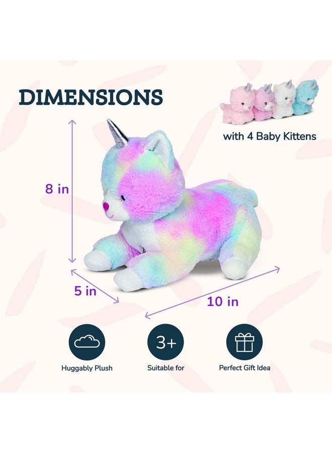 PixieCrush دبدوب قطة يونيكورن بيكسي كراش - قطة يونيكورن أم مع 4 قطط صغيرة - وسائد دبدوب سحرية للفتيات من عمر 3-8 سنوات - حيوانات محشوة كبيرة - هدية مثالية للفتيات 5 × 10 × 8 بوصات - Image 3