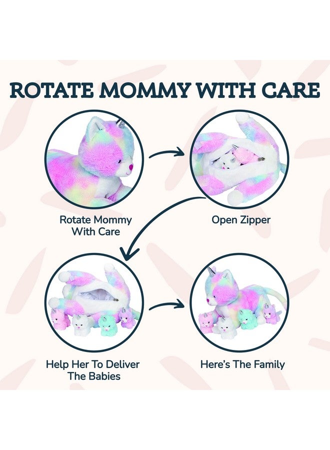PixieCrush دبدوب قطة يونيكورن بيكسي كراش - قطة يونيكورن أم مع 4 قطط صغيرة - وسائد دبدوب سحرية للفتيات من عمر 3-8 سنوات - حيوانات محشوة كبيرة - هدية مثالية للفتيات 5 × 10 × 8 بوصات - Image 5