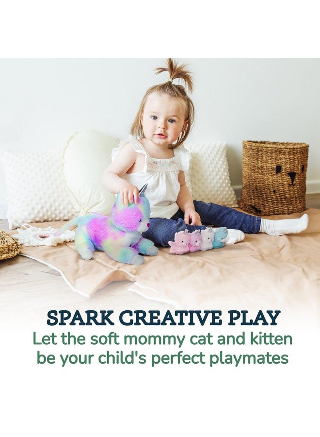 PixieCrush دبدوب قطة يونيكورن بيكسي كراش - قطة يونيكورن أم مع 4 قطط صغيرة - وسائد دبدوب سحرية للفتيات من عمر 3-8 سنوات - حيوانات محشوة كبيرة - هدية مثالية للفتيات 5 × 10 × 8 بوصات - Image 4