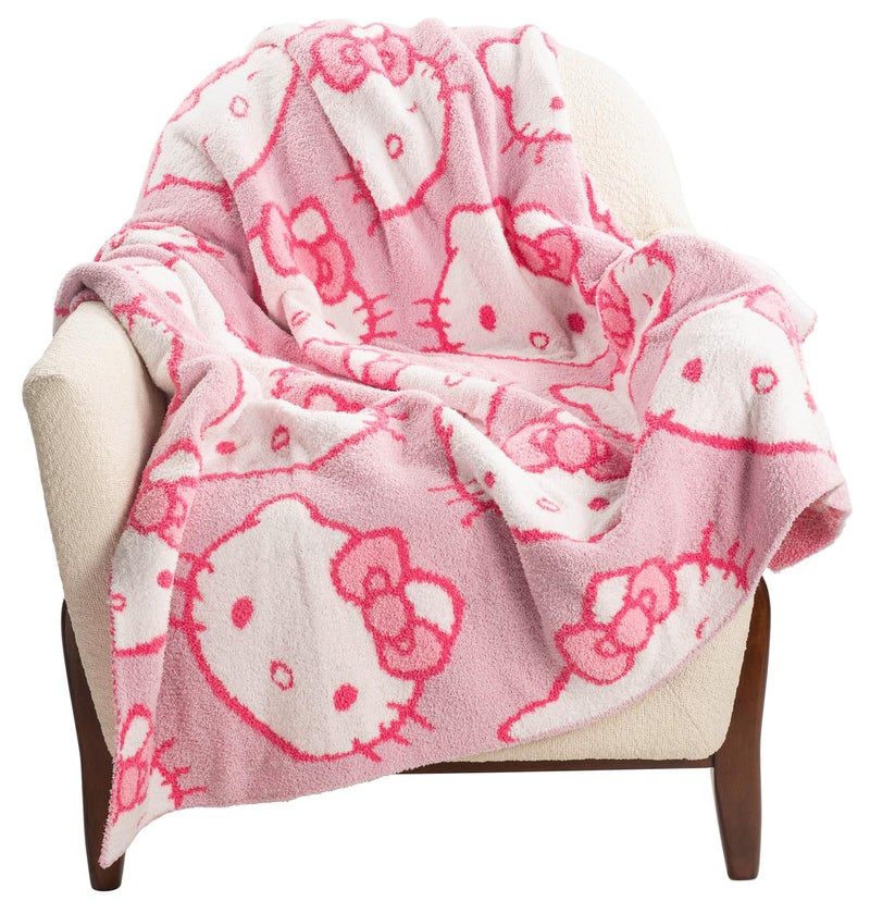 Jay Franco Hello Kitty Feather Knit Fluffy Throw Blanket - Pink Fuzzy Blanket Measures 50 x 60 Inch - Super Soft Lightweight Bedding - Image 1