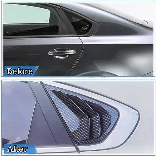 MUXEE 2PCS Print Rear Side Window Louvers Air Vent Scoop Shades Cover Blinds Trim for Kia Forte 2019 2020 2021 2022 2023 2024 - ABS Bright Black Sport Interior Accessories - Image 3