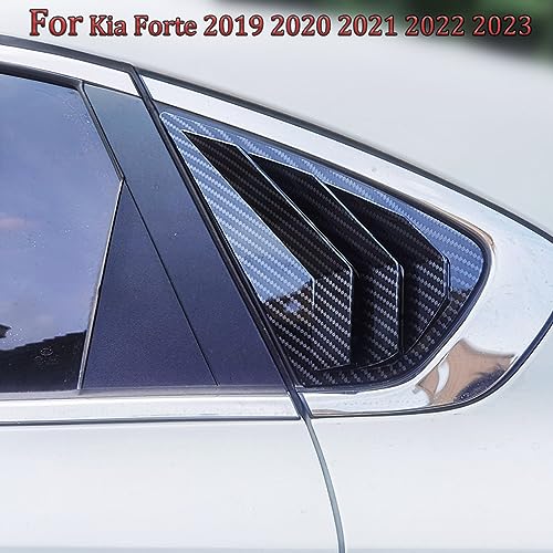 MUXEE 2PCS Print Rear Side Window Louvers Air Vent Scoop Shades Cover Blinds Trim for Kia Forte 2019 2020 2021 2022 2023 2024 - ABS Bright Black Sport Interior Accessories - Image 2