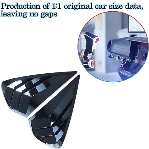 MUXEE 2PCS Print Rear Side Window Louvers Air Vent Scoop Shades Cover Blinds Trim for Kia Forte 2019 2020 2021 2022 2023 2024 - ABS Bright Black Sport Interior Accessories - Image 5