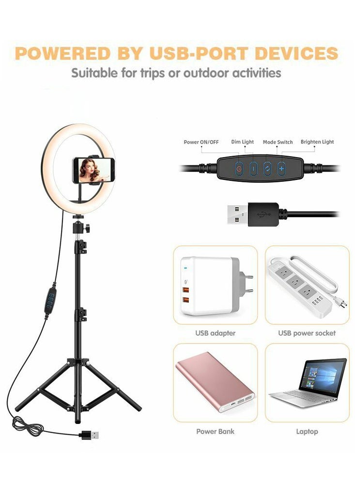 Cell Phone Selfie Stick Tripod Stand, With Color Changing Ring light Bluetooth Remote And Phone selfie stand for Make up