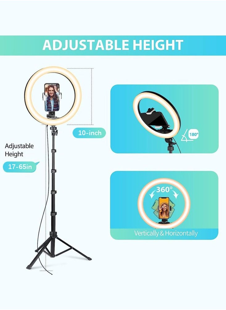 Cell Phone Selfie Stick Tripod Stand, With Color Changing Ring light Bluetooth Remote And Phone selfie stand for Make up