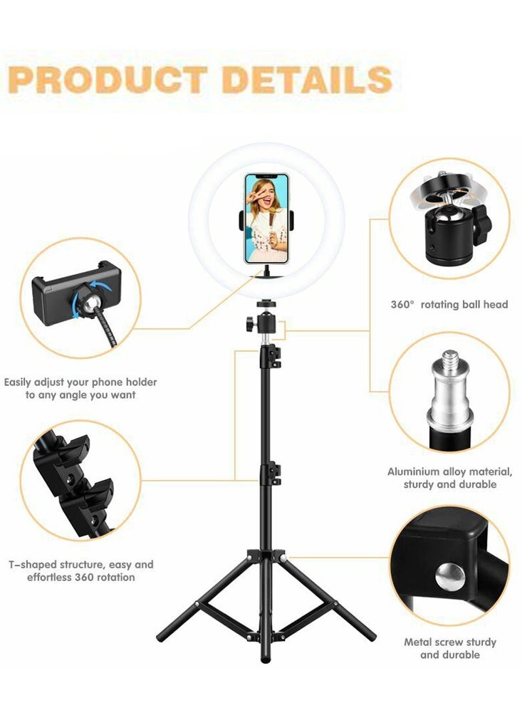 Cell Phone Selfie Stick Tripod Stand, With Color Changing Ring light Bluetooth Remote And Phone selfie stand for Make up