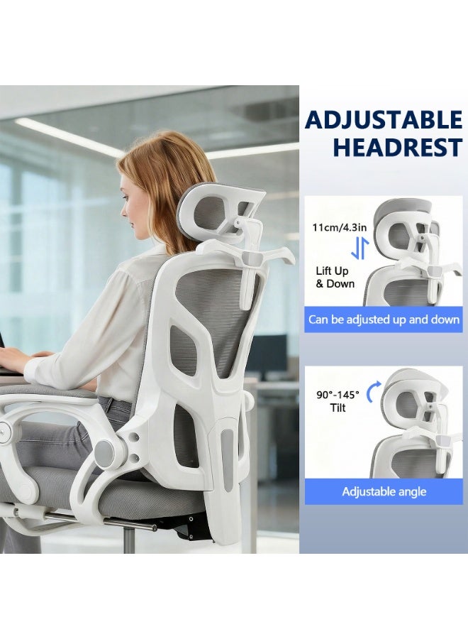 TDOO Heavy Duty Ergonomic Mesh Office Chair, 350 LBS Weight Capacity, Adjustable Headrest & Lumbar Support, 90-135° Lockable Recline, Home Office & Gaming Desk Chair - Image 5