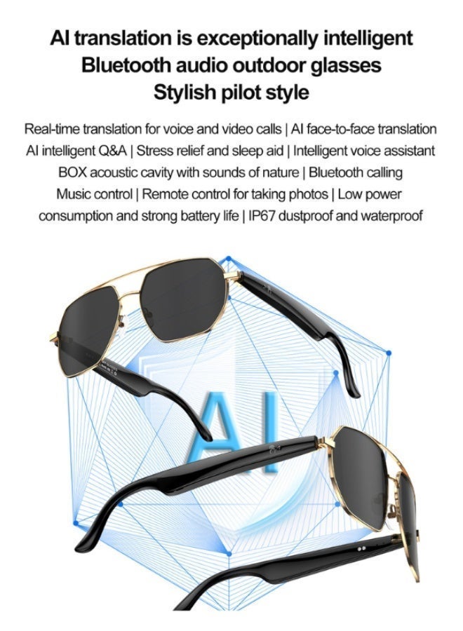 WISME Smart Glasses Bluetooth AI Translator with Real-Time Translation in 163 Languages, IP67 Waterproof  Sports Glasses - Black - Image 5