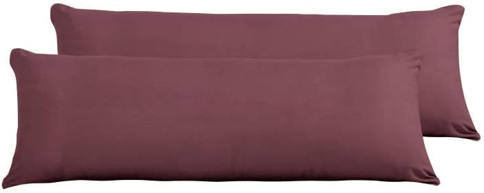 EVOLIVE New Soft Brushed Premium Microfiber Body Pillow Cover 21"x54" Pillowcases with Zipper Closure Set of 2 (Body Pillow Cover 21"x54" Pack of 2, Wine) - Image 1