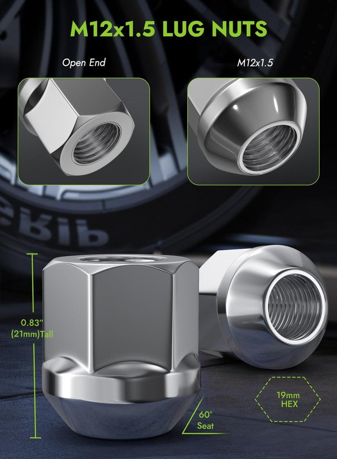 AUTOPTIM صواميل عجلات مفتوحة الطرف من AUTOPTIM M12X1.5 - بديل لعجلات ما بعد البيع لسيارات أكورا، هوندا، بويك، شيفروليه، تويوتا، لكزس، فورد، كاديلاك، مطلية بالكروم، 20 قطعة، صواميل عجلات سداسية 3/4 بوصة، طول 0.84 بوصة، عرض 0.9 بوصة - Image 2