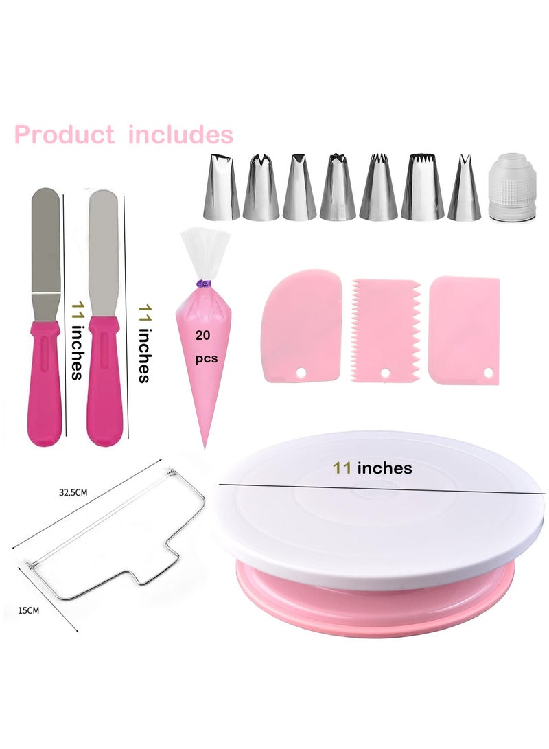 35PCs Cake Turntable and Leveler-Rotating Cake Stand with Non Slip pad-7 Icing Tips and 20 Bags- Straight  Offset Spatula-3 Sc Set -Baking Tools  - Image 2
