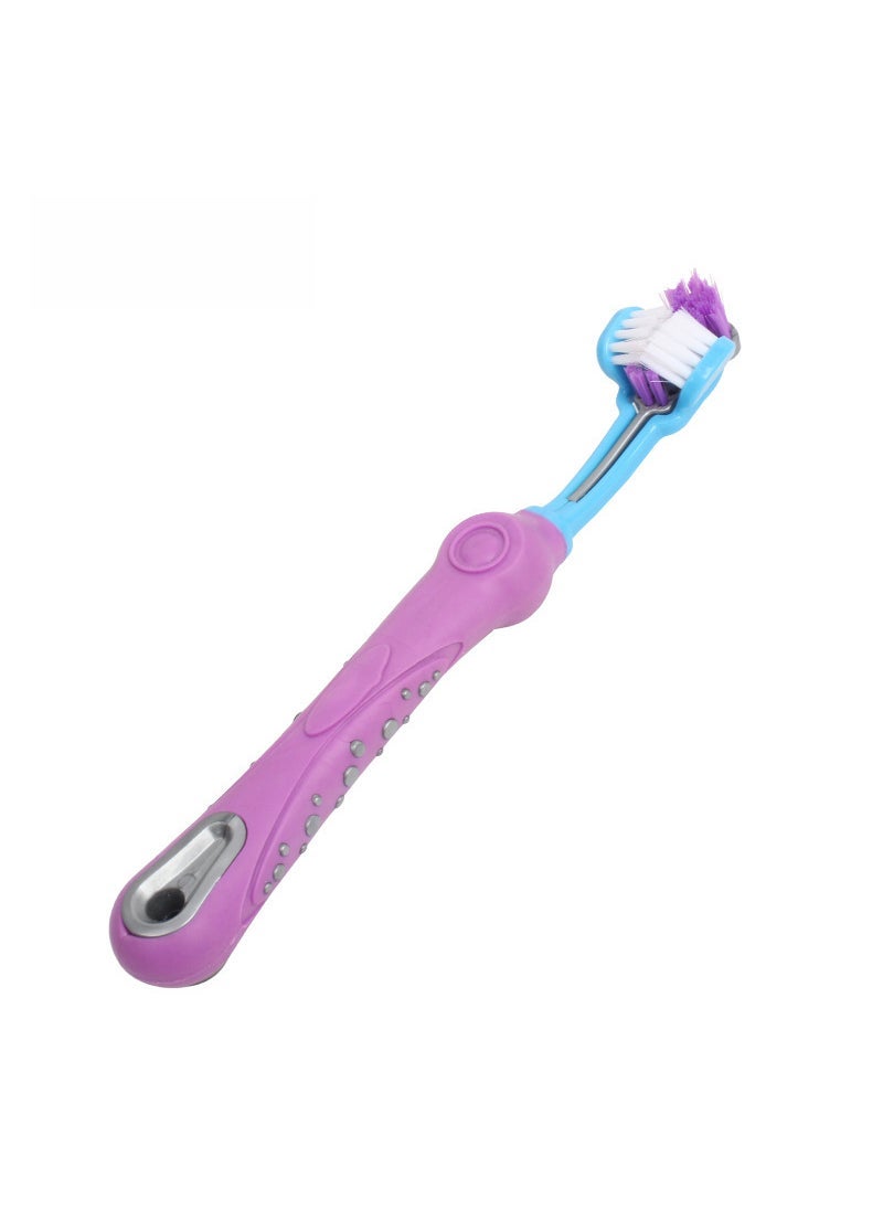 Arabest 1 x 5 pcs Pet Toothbrush Triple-Sided Oral Care Purple 