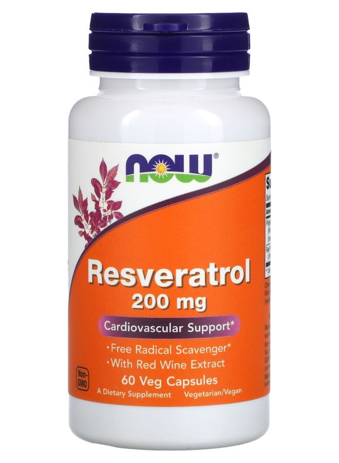 now ريسفيراترول 200 ملغ 60 كبسولة نباتية