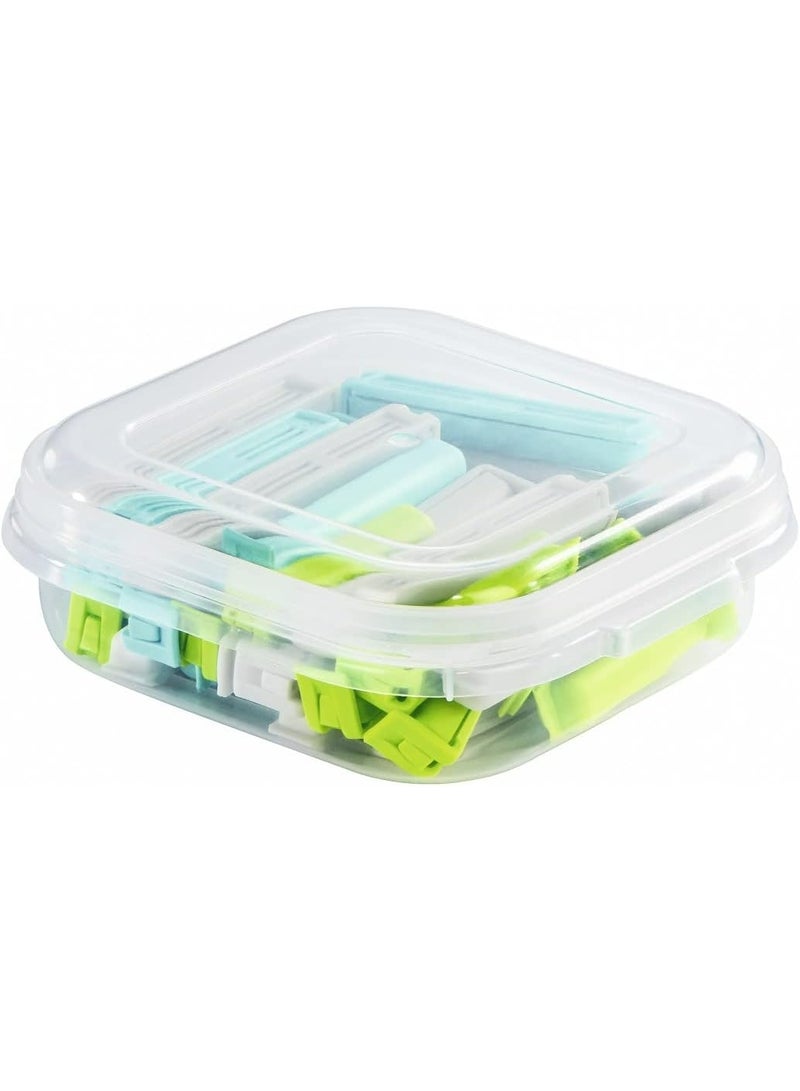 Xavax Colourful Plastic Bag Closure Clips Set with Storage Box, 30 Pieces, Multicolor