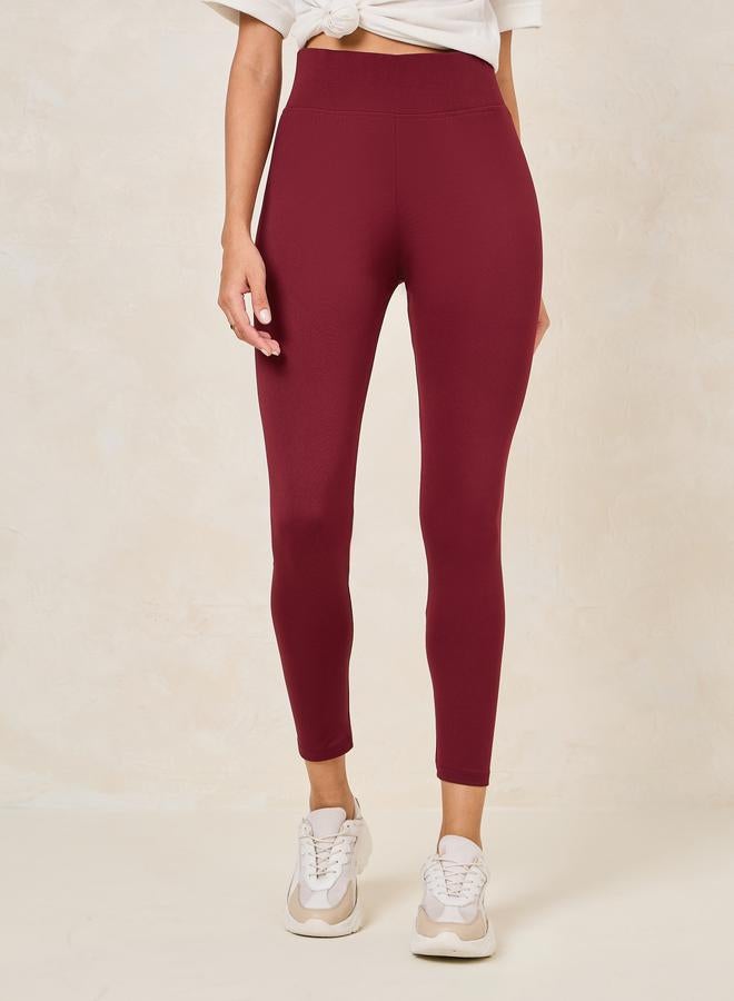 Styli Wide Waistband Basic Leggings for Women Comfortable Everyday Wear Yoga Workout Casual Activewear - Image 1