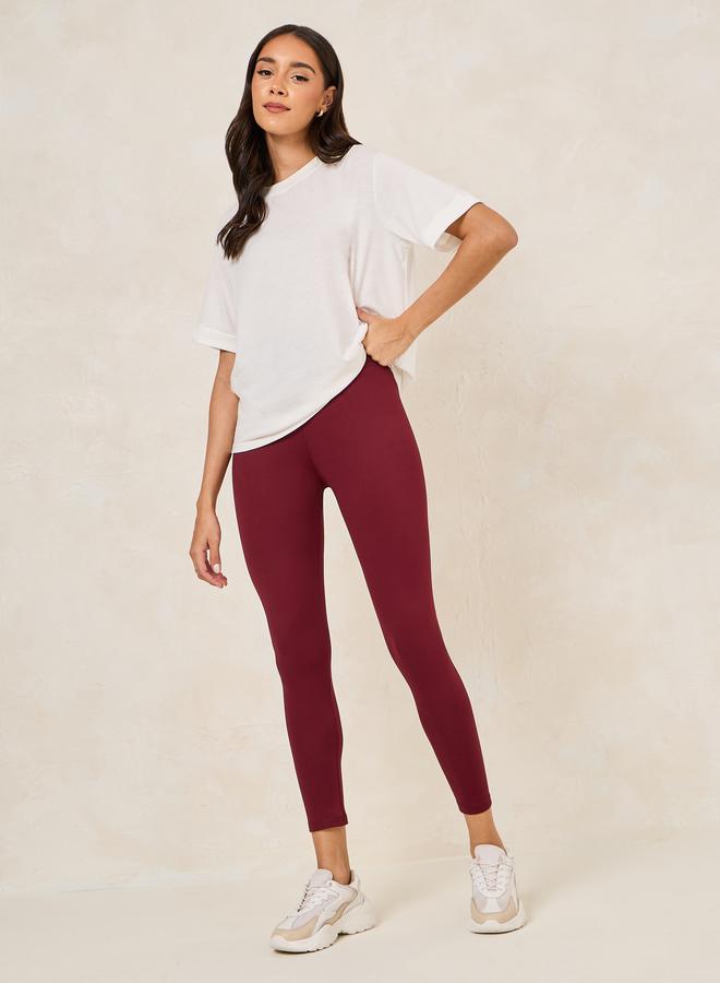 Styli Wide Waistband Basic Leggings for Women Comfortable Everyday Wear Yoga Workout Casual Activewear - Image 2