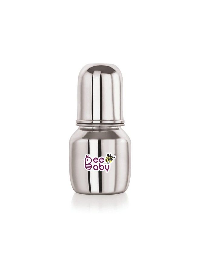 Beebaby زجاجة رضاعة للأطفال الرضع 2 في 1 من الفولاذ المقاوم للصدأ مع حلمة مضادة للمغص وفتحة شرب سيليكون SS 304 خالية من الصدأ من مادة غذائية. 100% خالية من BPA. 4 أشهر + (150 مل) - Image 2