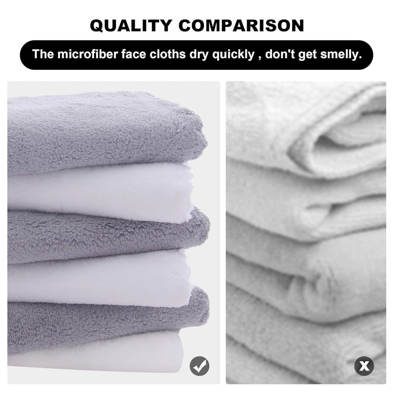 MOONQUEEN Microfiber Facial Cloths Fast Drying Washcloth 12 Pack - Premium Soft Makeup Remover Cloths - Highly Absorbent - Image 3