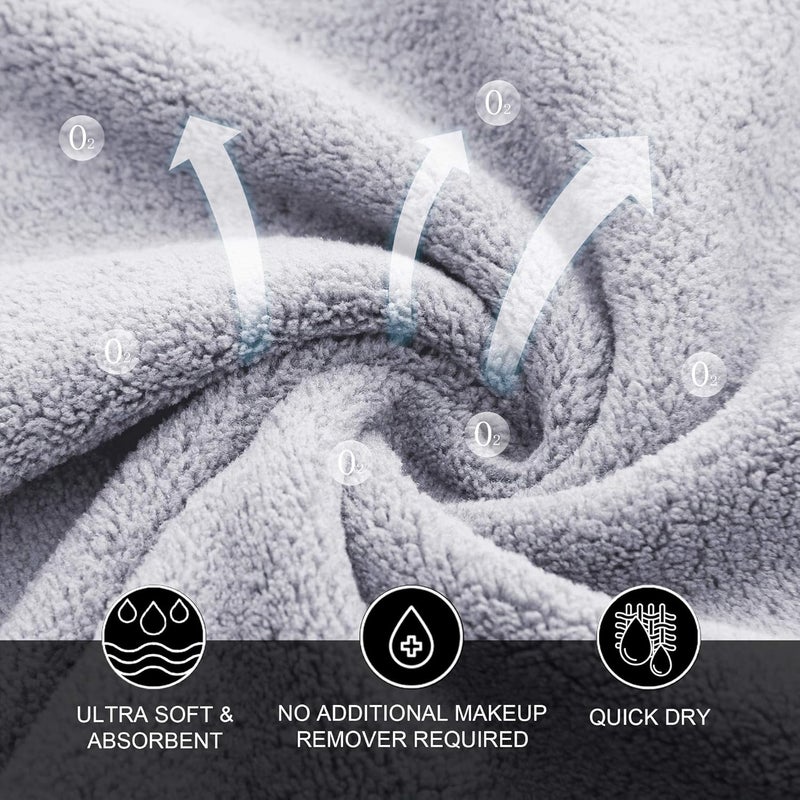 MOONQUEEN Microfiber Facial Cloths Fast Drying Washcloth 12 Pack - Premium Soft Makeup Remover Cloths - Highly Absorbent - Image 4