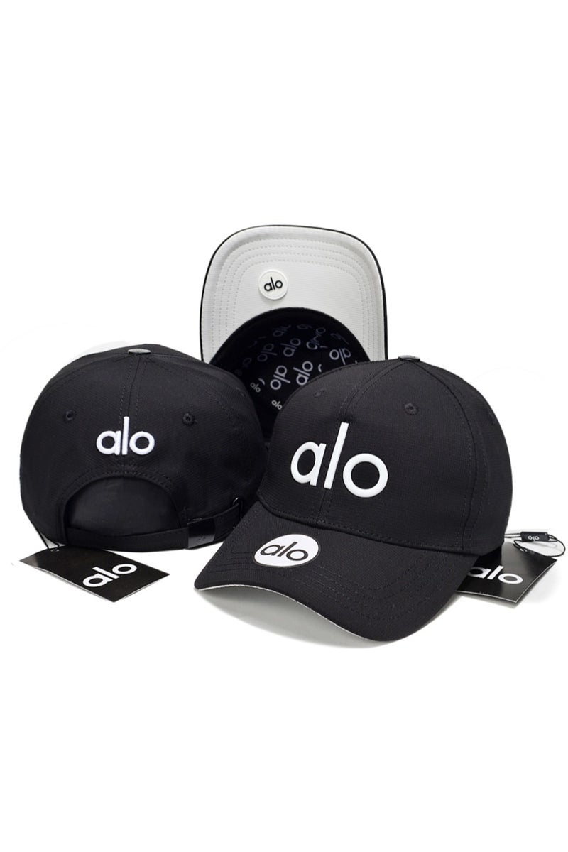 alo Alo Cap: Black, Contrast Logo & Brand Detailing