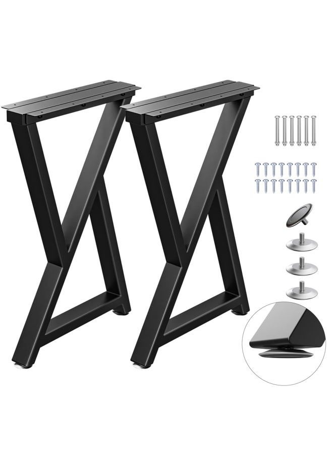 Tocretoare Table Legs 16”H x 12”W, Heavy Duty Metal DIY Furniture Legs for Dining Desk Bench and Coffee Table, Industrial Black Table Legs, Set of 2, SH16W12Z - Image 1