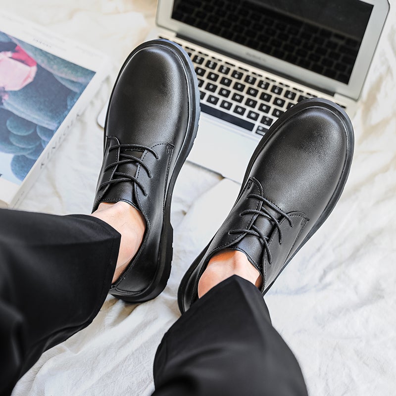 White Small Leather Shoes For Boys, Business Suits, Work, Students, Youth, Wedding Groomsmen, Pography, British Trendy Shoes - Image 5