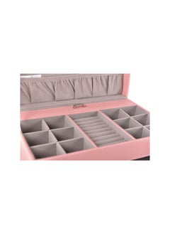 MAGELLAN Magellan Women Leather Jewellery Storage Box Lockable Case Organizer 1Piece E15-203J Pink  - Image 4
