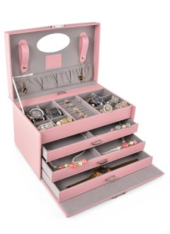 MAGELLAN Magellan Women Leather Jewellery Storage Box Lockable Case Organizer 1Piece E15-203J Pink  - Image 2