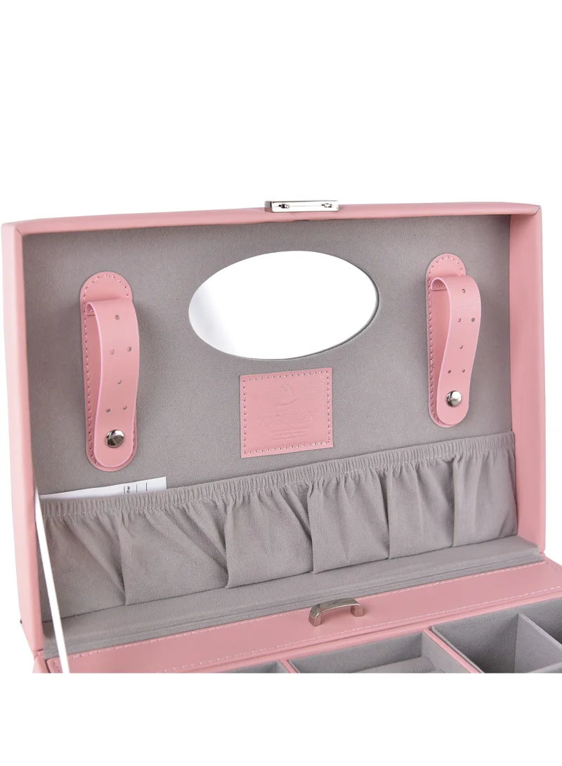 MAGELLAN Magellan Women Leather Jewellery Storage Box Lockable Case Organizer 1Piece E15-203J Pink