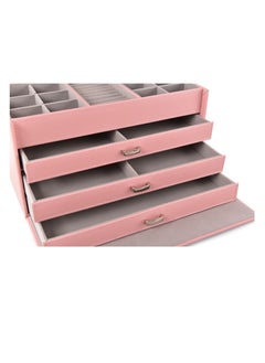 MAGELLAN Magellan Women Leather Jewellery Storage Box Lockable Case Organizer 1Piece E15-203J Pink  - Image 3