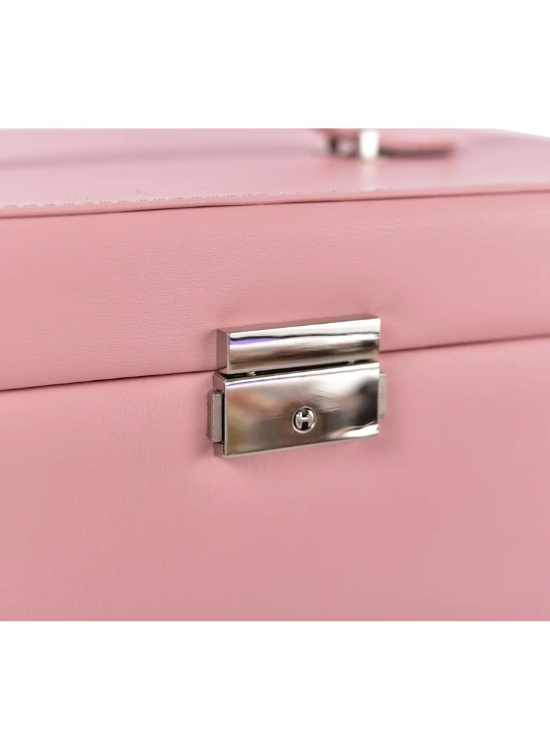 MAGELLAN Magellan Women Leather Jewellery Storage Box Lockable Case Organizer 1Piece E15-203J Pink