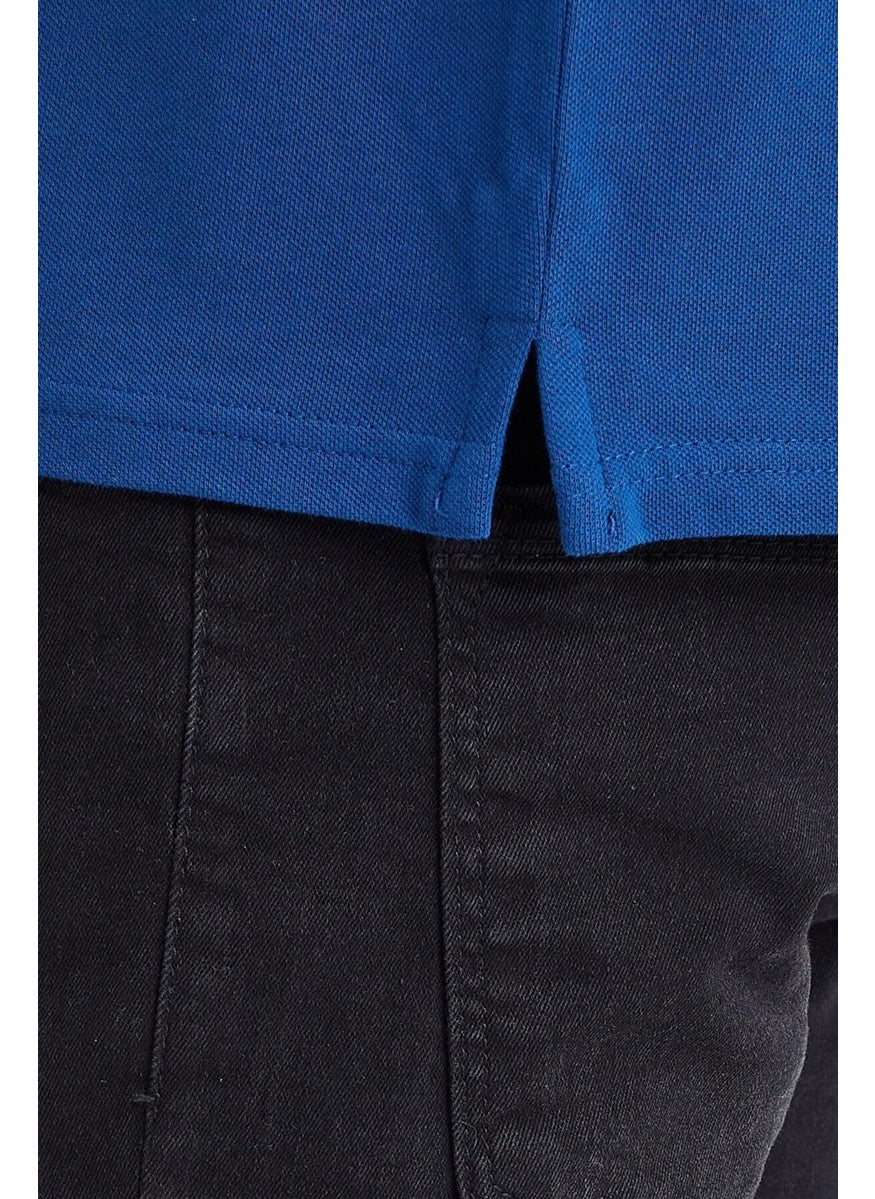 Odelon - Men's Basic Polo Neck T-Shirt (Regular Fit) Indigo - Image 1