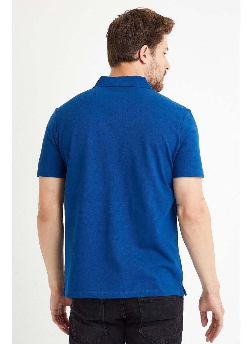 Odelon - Men's Basic Polo Neck T-Shirt (Regular Fit) Indigo - Image 1