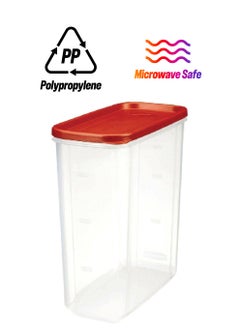 Rubbermaid 21-Cup Capacity Dishwasher and Microwave Safe Food Storage Container Clear and Red 10 x 4.7 x 9.5 Inch 6192892  - Image 1