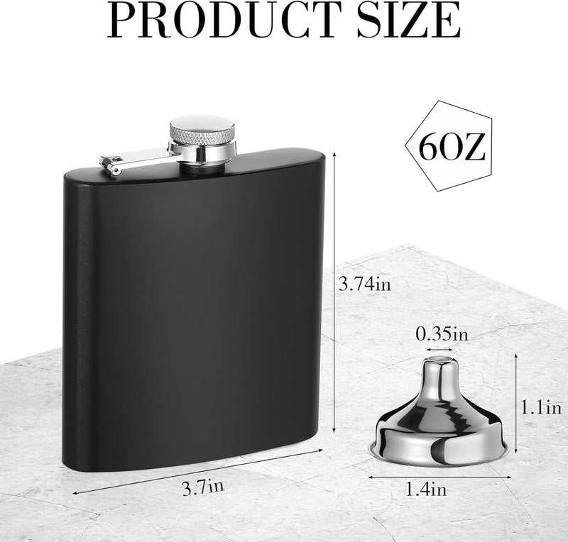 Hoolerry 30 Pieces Hip Flasks Set Stainless Steel Liquor Flask with Funnel Metal Leak Proof Flask Pocket Whiskey Flasks for Men Women Bridesmaid Wedding Party Supplies (Black,6 oz) - Image 2