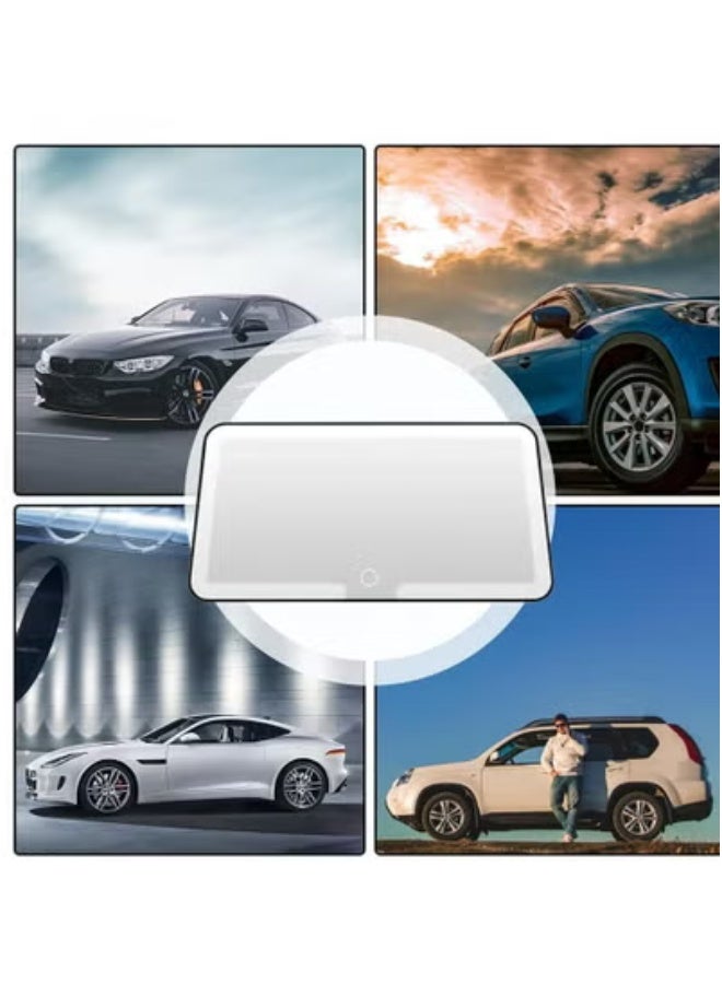هالامين مرآة السيارة لتجميل ، مرآة التجميل القابلة لإعادة الشحن ، يوجد 3 أنماط الإضاءة ، مرآة  التجميل العالمي ( أبيض ) - Image 4