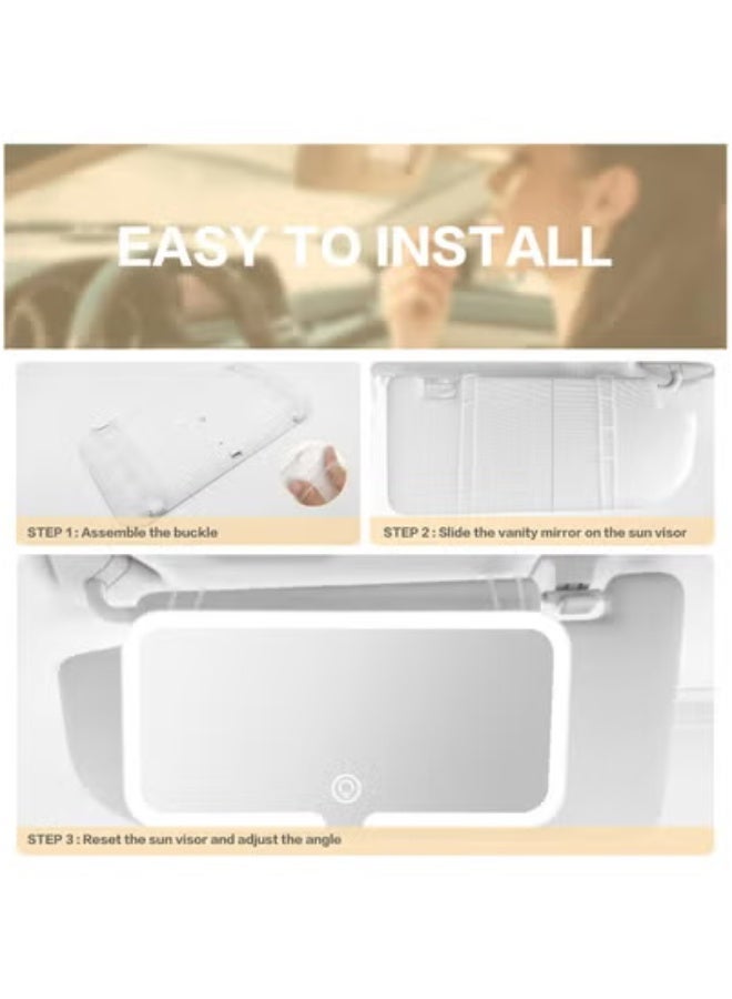 هالامين مرآة السيارة لتجميل ، مرآة التجميل القابلة لإعادة الشحن ، يوجد 3 أنماط الإضاءة ، مرآة  التجميل العالمي ( أبيض ) - Image 2