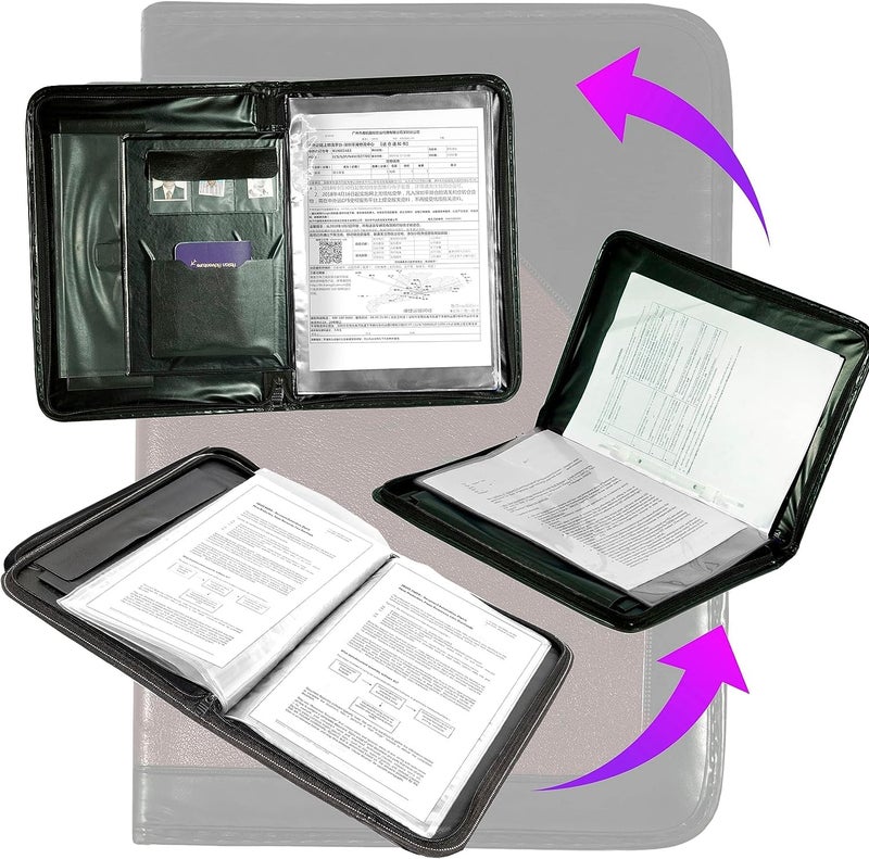 CLAPONE Files Folders File Holder for Documents/Certificates/Document Organizer File/Portfolio/Expanding File/Portfolio/Coloured Folders/Leaf/Leather/Files for Students/Office/School Use-Brown - Image 5