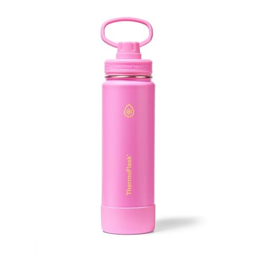 ThermoFlask 24 oz Double Wall Vacuum Insulated Stainless Steel Water Bottle with Spout Lid, Shocking Pink - Image 1