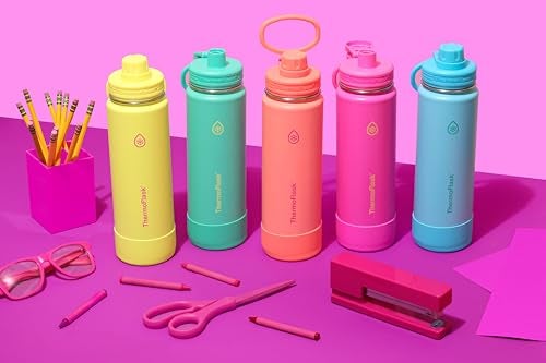ThermoFlask 24 oz Double Wall Vacuum Insulated Stainless Steel Water Bottle with Spout Lid, Shocking Pink - Image 5