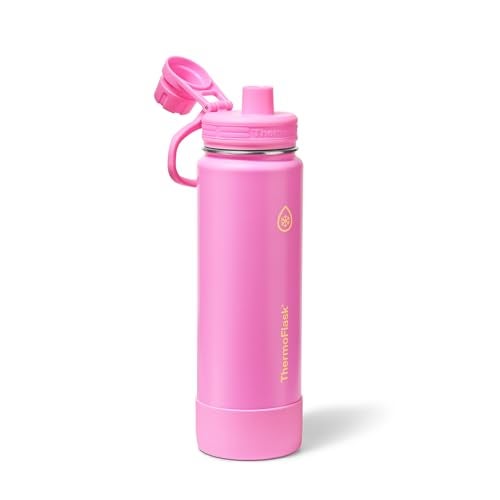 ThermoFlask 24 oz Double Wall Vacuum Insulated Stainless Steel Water Bottle with Spout Lid, Shocking Pink - Image 2