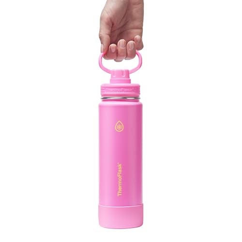 ThermoFlask 24 oz Double Wall Vacuum Insulated Stainless Steel Water Bottle with Spout Lid, Shocking Pink - Image 3