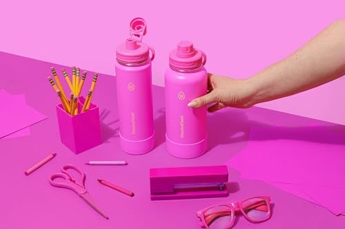 ThermoFlask 24 oz Double Wall Vacuum Insulated Stainless Steel Water Bottle with Spout Lid, Shocking Pink - Image 4