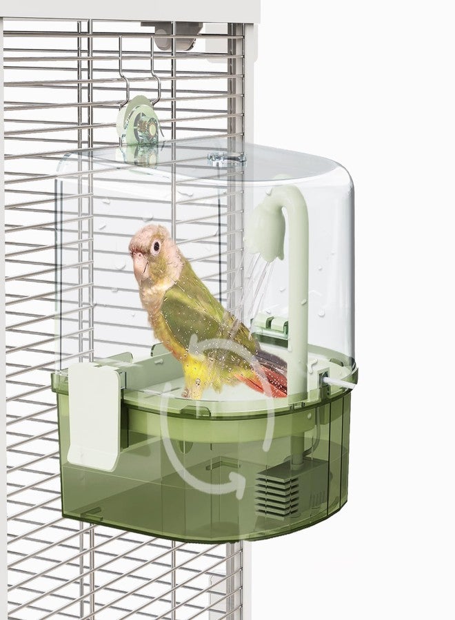 YOOSO WING Automatic Bird Baths for Cage – Indoor Parakeet Bath with Pump, Bird Shower with 2 Modes Running Water, Bird Cage Accessory for Pet Birds Conure Budgies Cockatiels Lovebird(Green) - Image 1