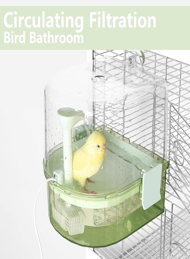 YOOSO WING Automatic Bird Baths for Cage – Indoor Parakeet Bath with Pump, Bird Shower with 2 Modes Running Water, Bird Cage Accessory for Pet Birds Conure Budgies Cockatiels Lovebird(Green) - Image 4