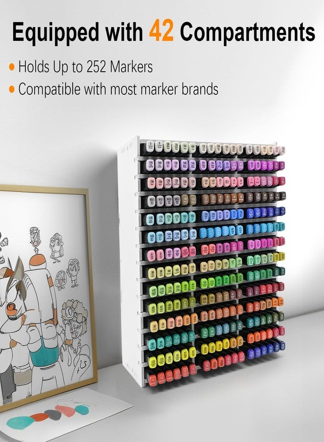 CKAGF Marker Storage Organizer, Marker Holder for 252 Markers, Pens, Watercolor Brushes, and Colored Pencils - Desktop Art Supply Organizer for Home, Office, and Classroom - Image 2