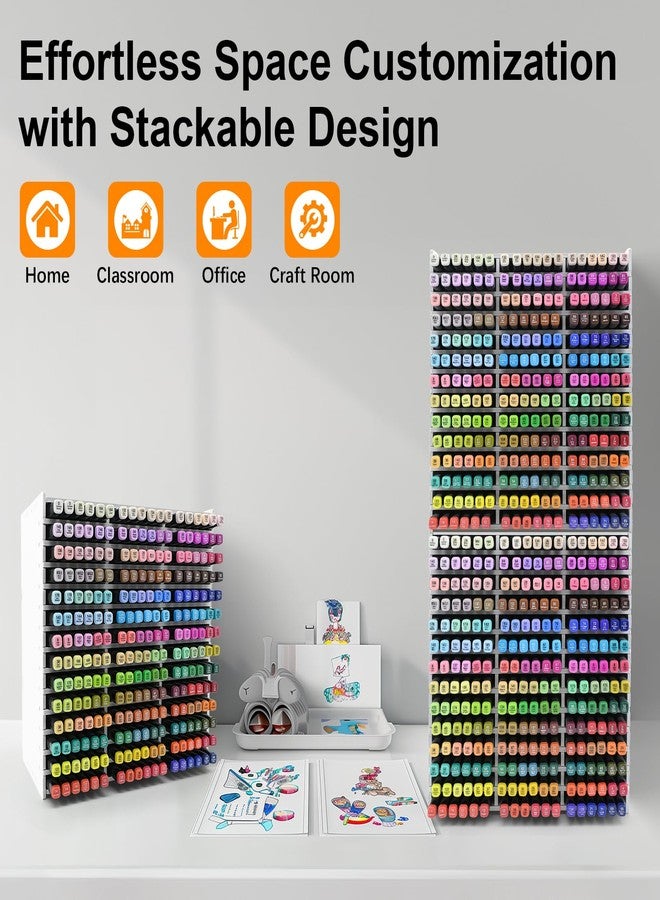 CKAGF Marker Storage Organizer, Marker Holder for 252 Markers, Pens, Watercolor Brushes, and Colored Pencils - Desktop Art Supply Organizer for Home, Office, and Classroom - Image 5