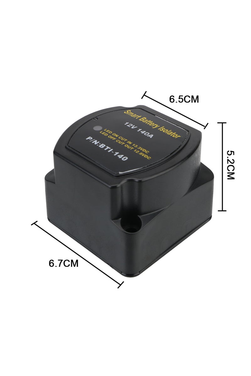 إيروريكس مرحل VSR أسود اللون لعزل بطارية السيارة التخييمية الذكية، 12 فولت، 140 أمبير، شحن منفصل حساس للجهد - Image 4